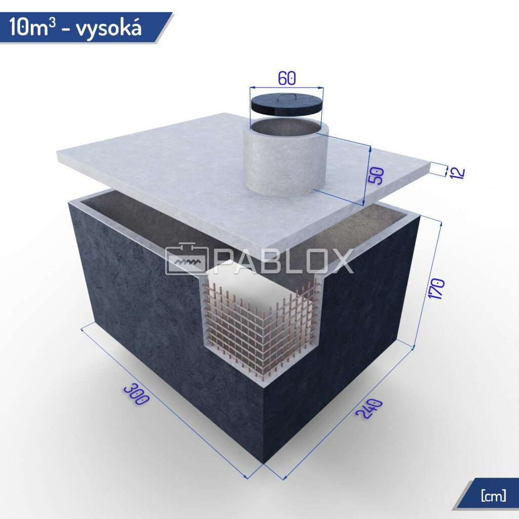Betonová nádrž bez dna 10 m³ - vysoká