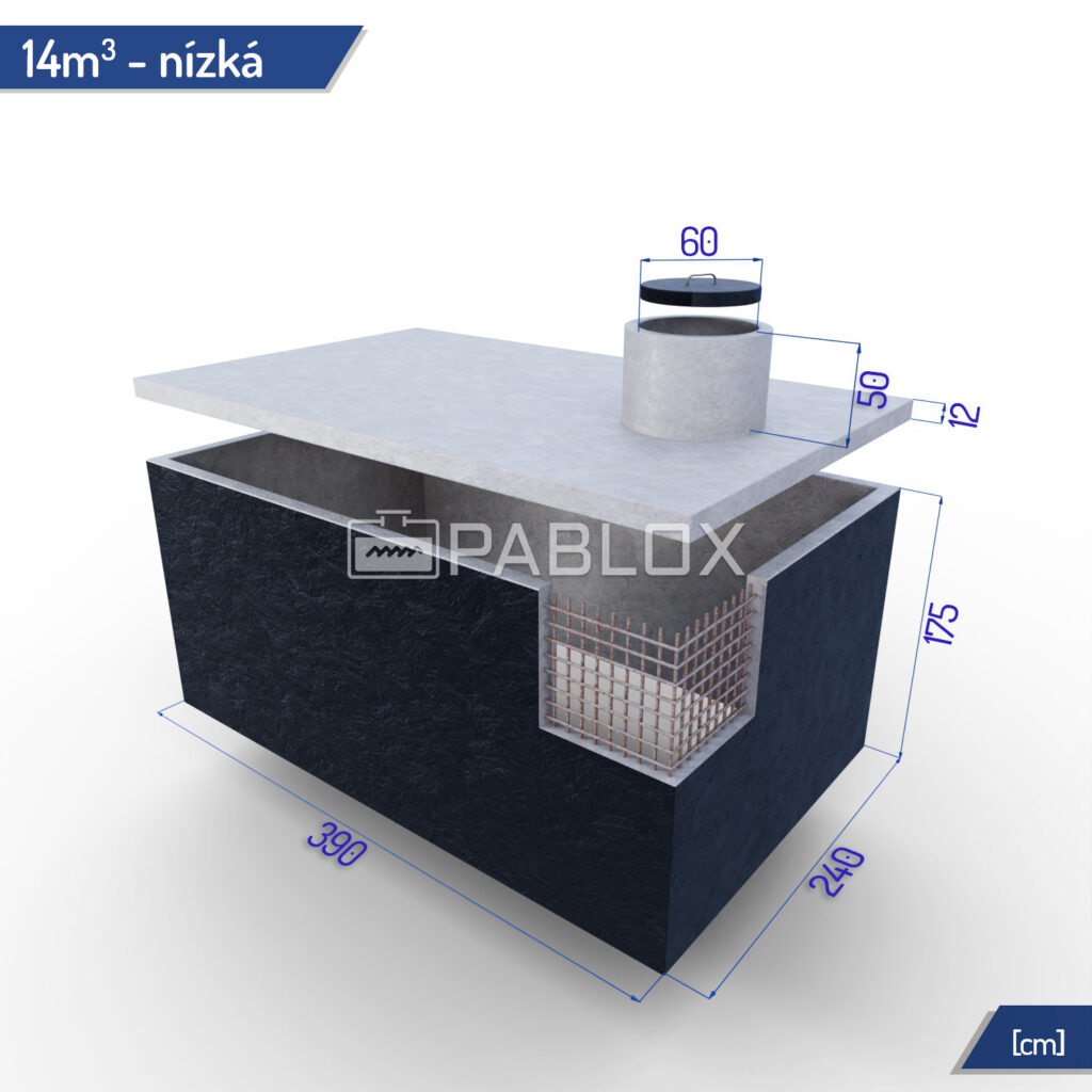 Betonová nádrž bez dna 14 m³ - nízká
