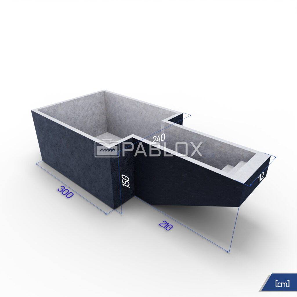 Betonový bazén 510 × 240 × 150 - schody 112 cm