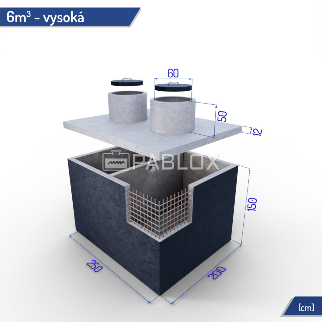 Dvoukomorová betonová jímka 6 m³ - vysoká