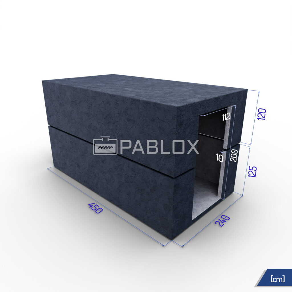 Modulární betonový sklep 450 × 240 × 245 - boční vstup