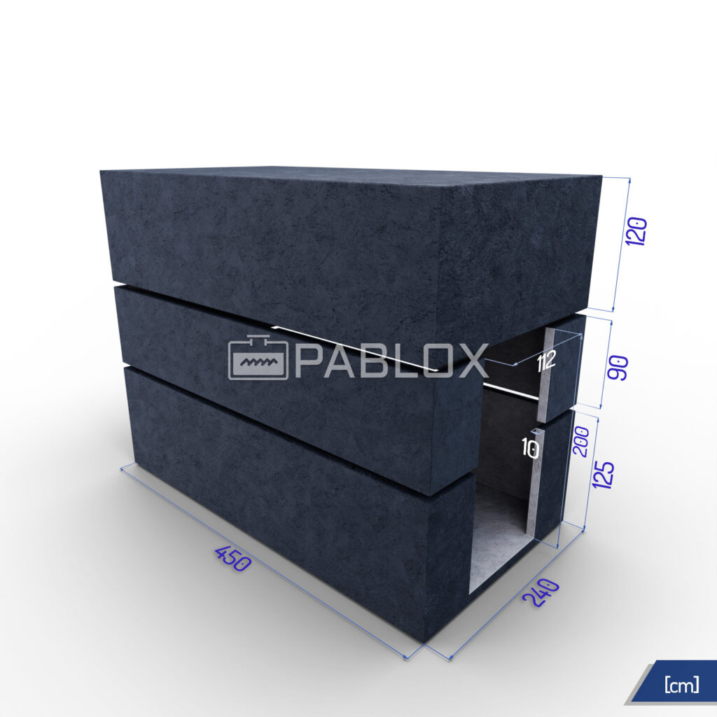 Modulární betonový sklep 450 × 240 × 335 - boční vstup