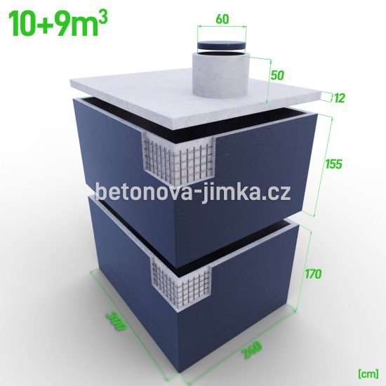 Jímka skládaná na sebe 10+9m3