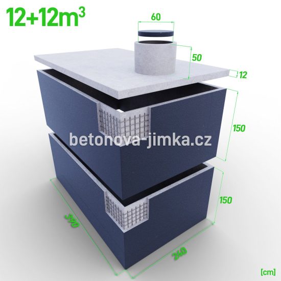 Jímka skládaná na sebe 12+12m3