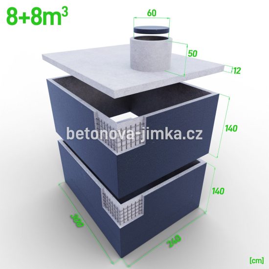 Jímka skládaná na sebe 8+8m3