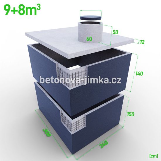 Jímka skládaná na sebe 9+8m3