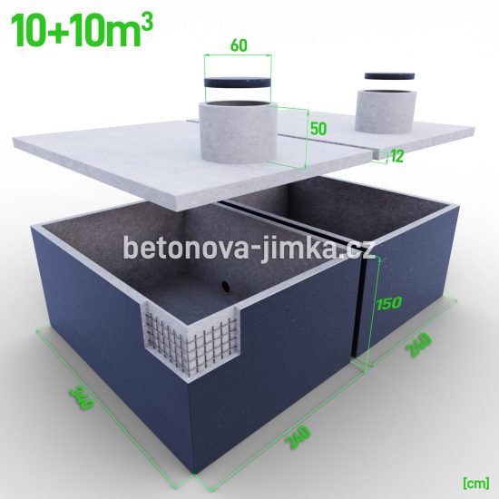 Jímka spojená vedle sebe 10+10m3 - nízká