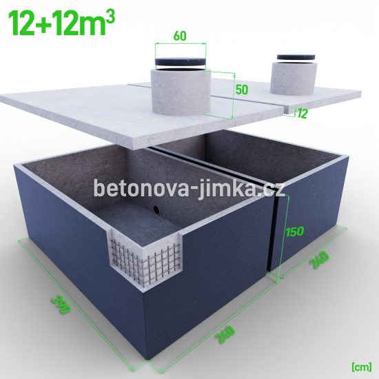 Jímka spojená vedle sebe 12+12m3 - nízká