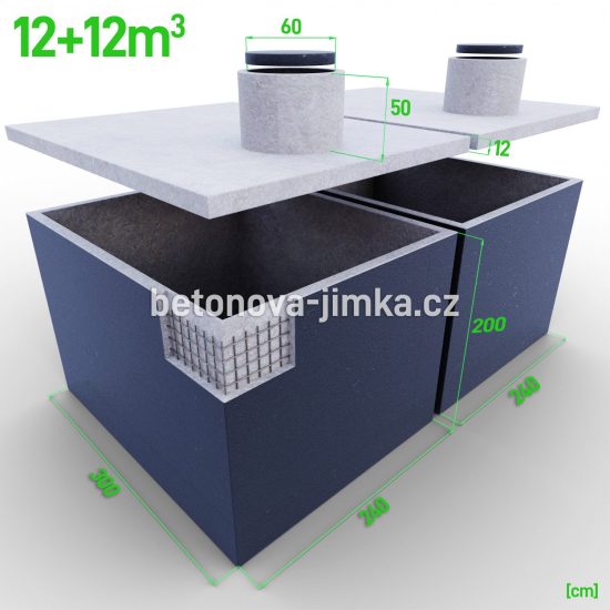 Jímka spojená vedle sebe 12+12m3