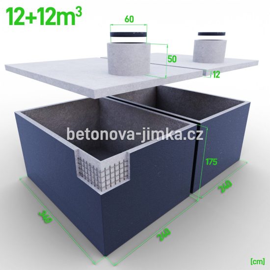 Jímka spojená vedle sebe 12+12m3 - střední
