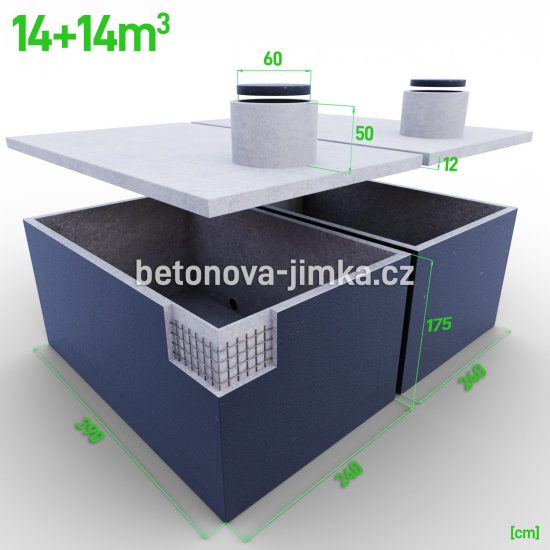 Jímka spojená vedle sebe 14+14m3