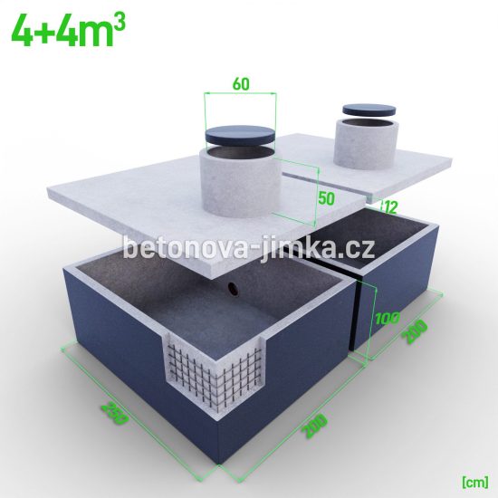 Jímka spojená vedle sebe 4+4m3