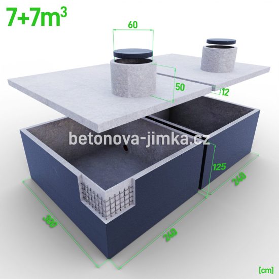 Jímka spojená vedle sebe 7+7m3