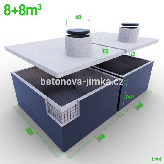 Jímka spojená vedle sebe 8+8m3