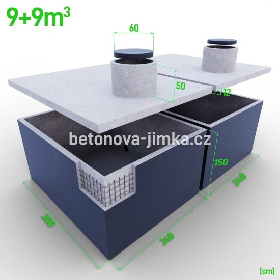 Jímka spojená vedle sebe 9+9m3