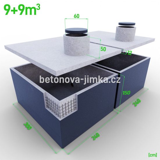 Jímka spojená vedle sebe 9+9m3